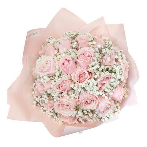 Sweet Pink Bouquet (Pink Rose & White Baby Breath)