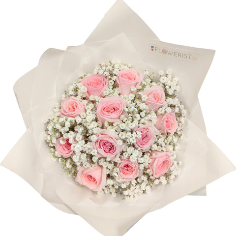 Sweet Pink Bouquet (Pink Rose & White Baby Breath)