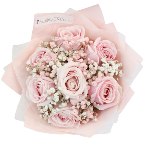 Pink Romance Bouquet (Pink Rose & Pink Baby Breath)