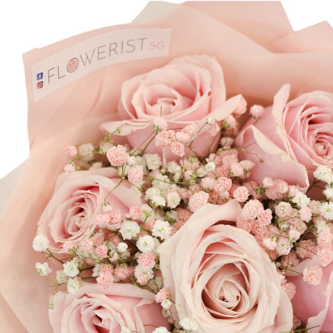 Pink Romance Bouquet (Pink Rose & Pink Baby Breath)