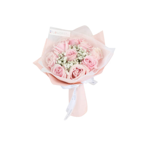 Sweet Pink Bouquet (Pink Rose & White Baby Breath)