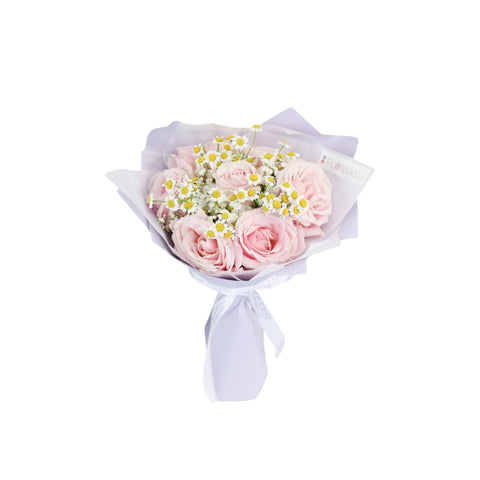 Dreamy Blossom Flower Bouquet (Chamomile + Rose Bouquet + Baby Breath)