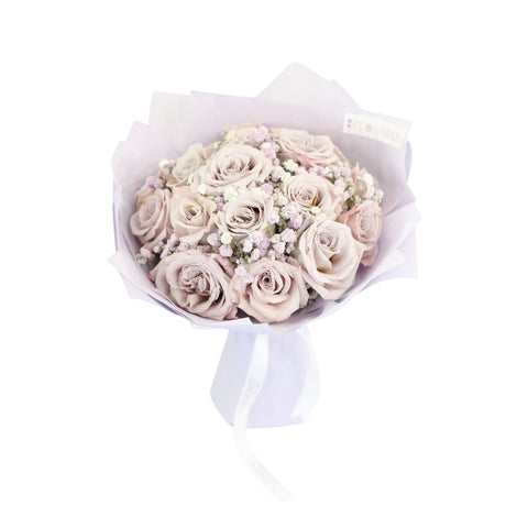 Lilac Romance Flower Bouquet (Lilac Rose + Purple Baby Breath)