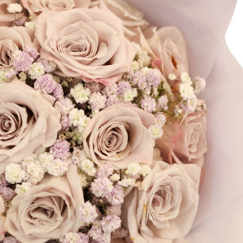 Lilac Romance Flower Bouquet (Lilac Rose + Purple Baby Breath)