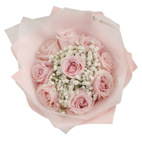 Sweet Pink Bouquet (Pink Rose & White Baby Breath)