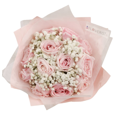 Sweet Pink Bouquet (Pink Rose & White Baby Breath)